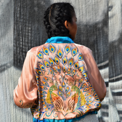 Cropped silk bomber jacket,...